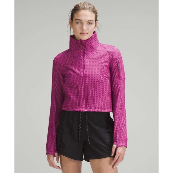 Lululemon Water-Repellent Grid Fleece Hiking Jacket Wild Berry Sonic Pink Size 8 - Picture 1 of 7